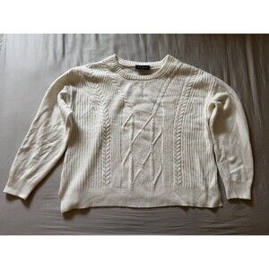 Lane Bryant Crew-Neck Cable Knit Sweater Ivory/White 18/20